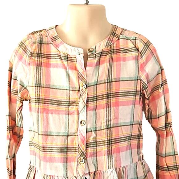 Carter's Girls Plaid Long Sleeve Peplum Button-Down Shirt – Size 4/5 - Picture 4 of 7